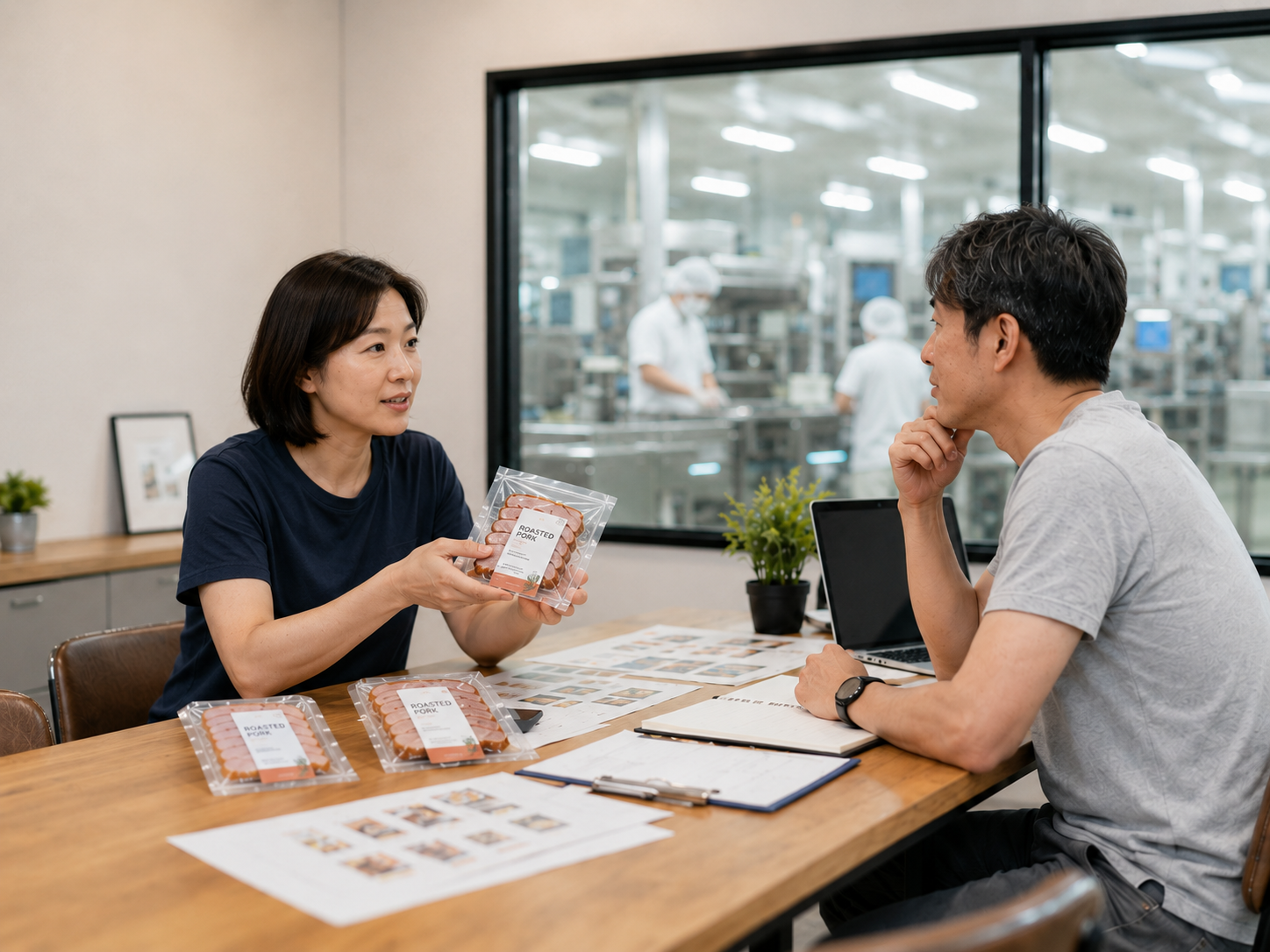 家緣食品與客戶討論產品需求與合作內容
