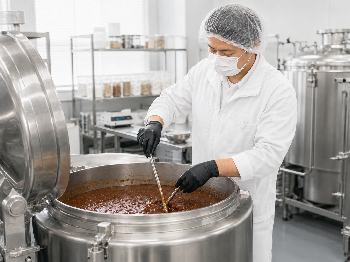 醃製醬料調配、攪拌與分裝
